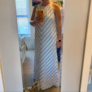 JCrew linen chevron maxi dress